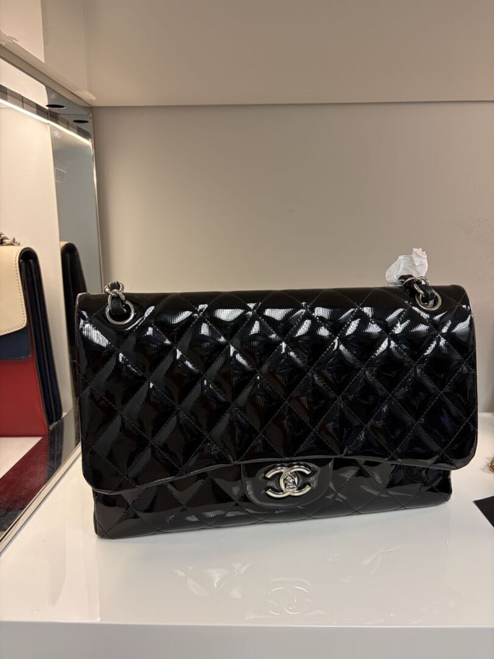 Chanel Jumbo Classic Double Flap Black Patent Leather Bag